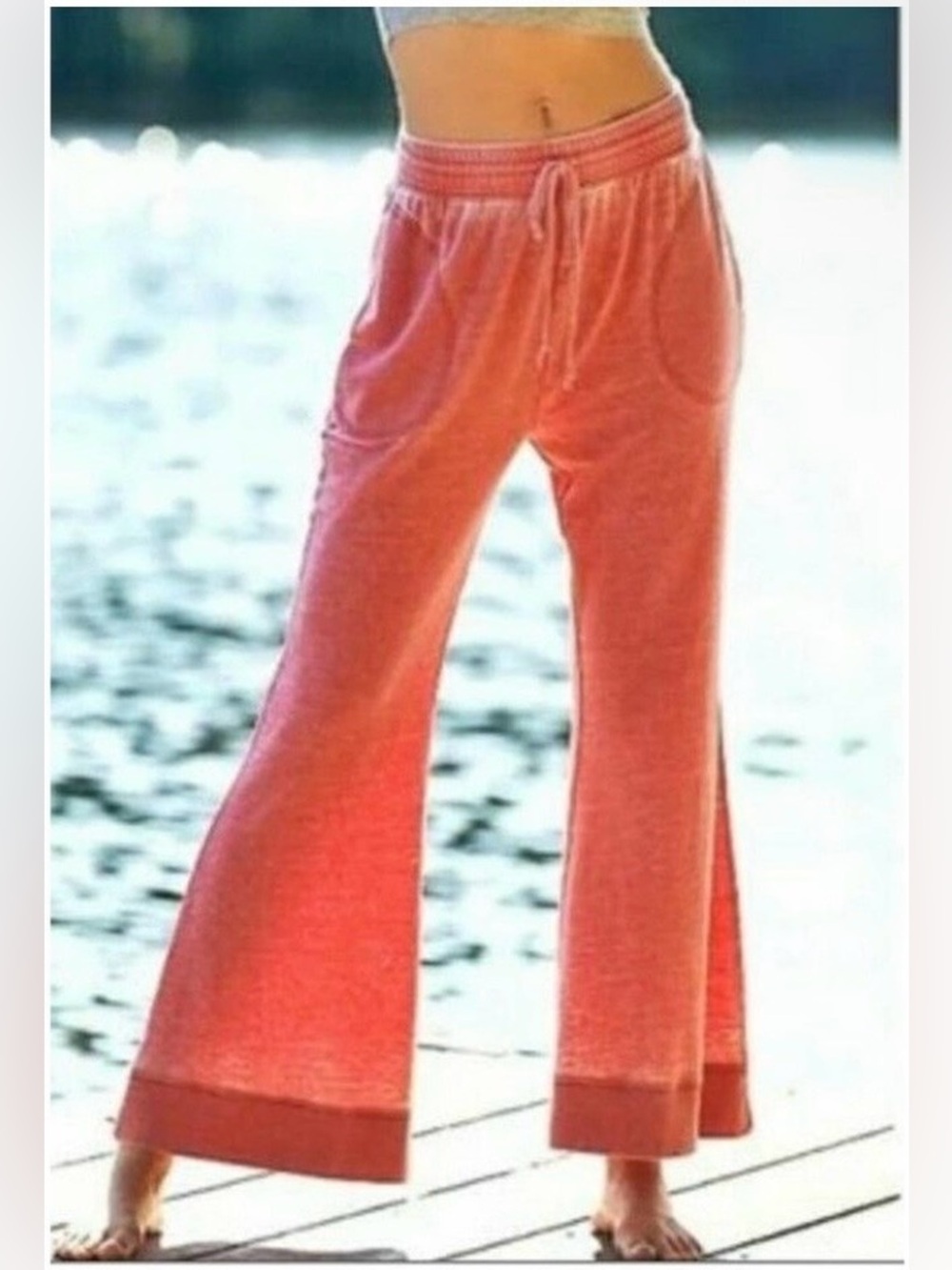 Free People Intimately Cozy Girl Lounge Pants in Rebel Red - Size Medium - Picture 1 of 15